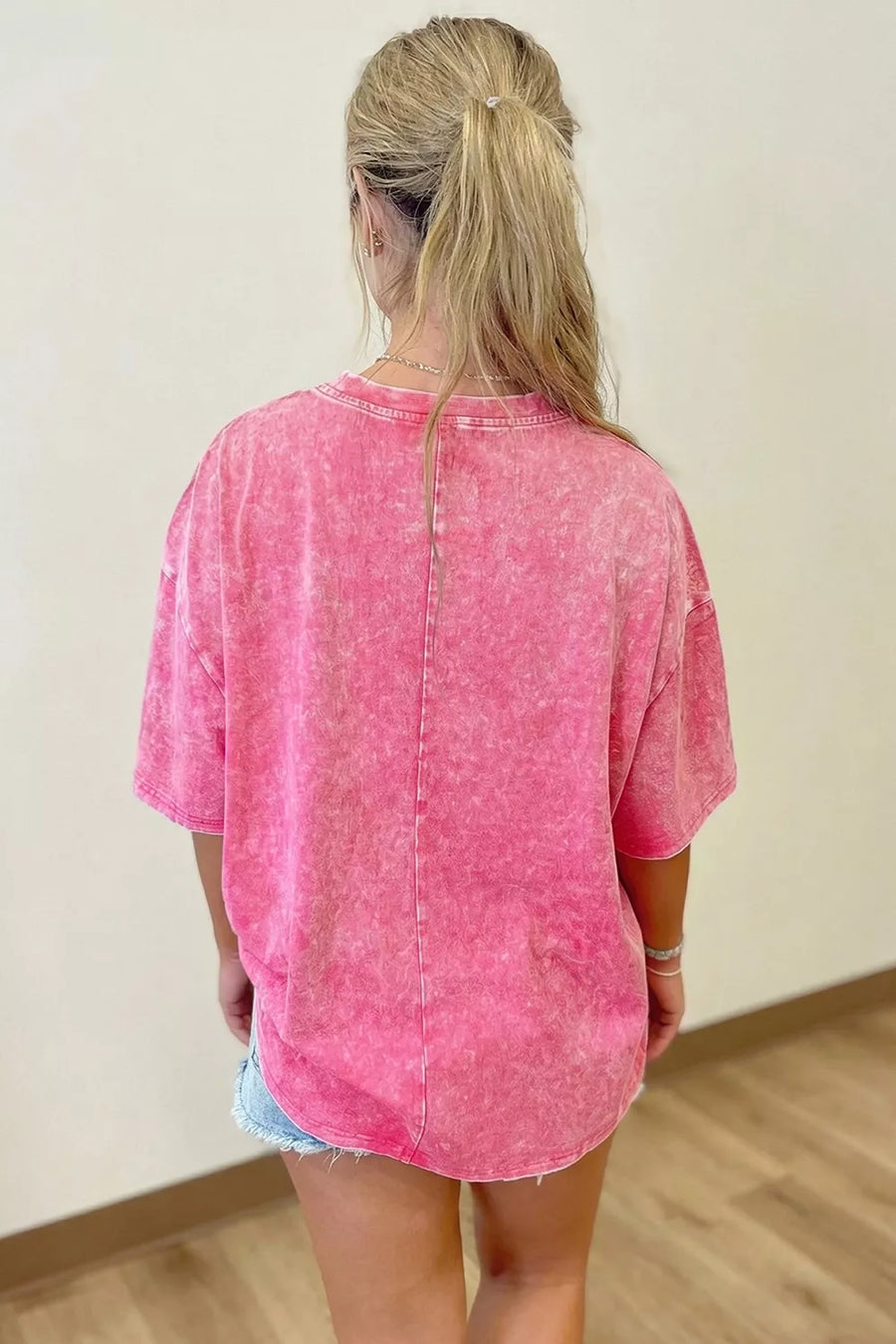 Mint Blue with Solid Color Cotton Mineral Washed Oversize Tee