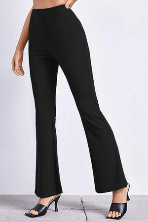 Black textured flare leggings with a comfortable fit.
