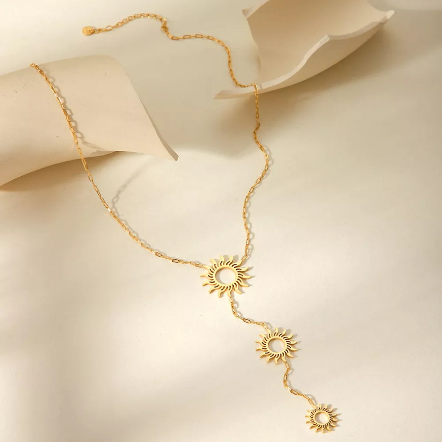 18K Gold-Plated, Stainless Steel, Titanium Steel Care instructions: Avoid wearin necklace in gold with straight silhouette