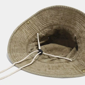 Wide-brim Sun Hat in Deep Khaki with wide brim