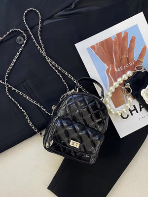 PU Leather Imported Size & backpack in Silver with boxy silhouette