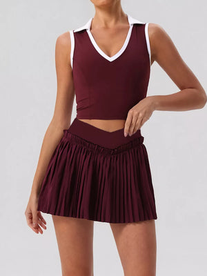 activewear in light yellow with pleated and cropped | mini