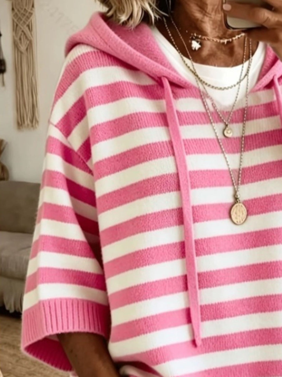 white relaxed pullover sweater with hooded