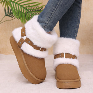 boots in ivory with platform sole and ankle-length