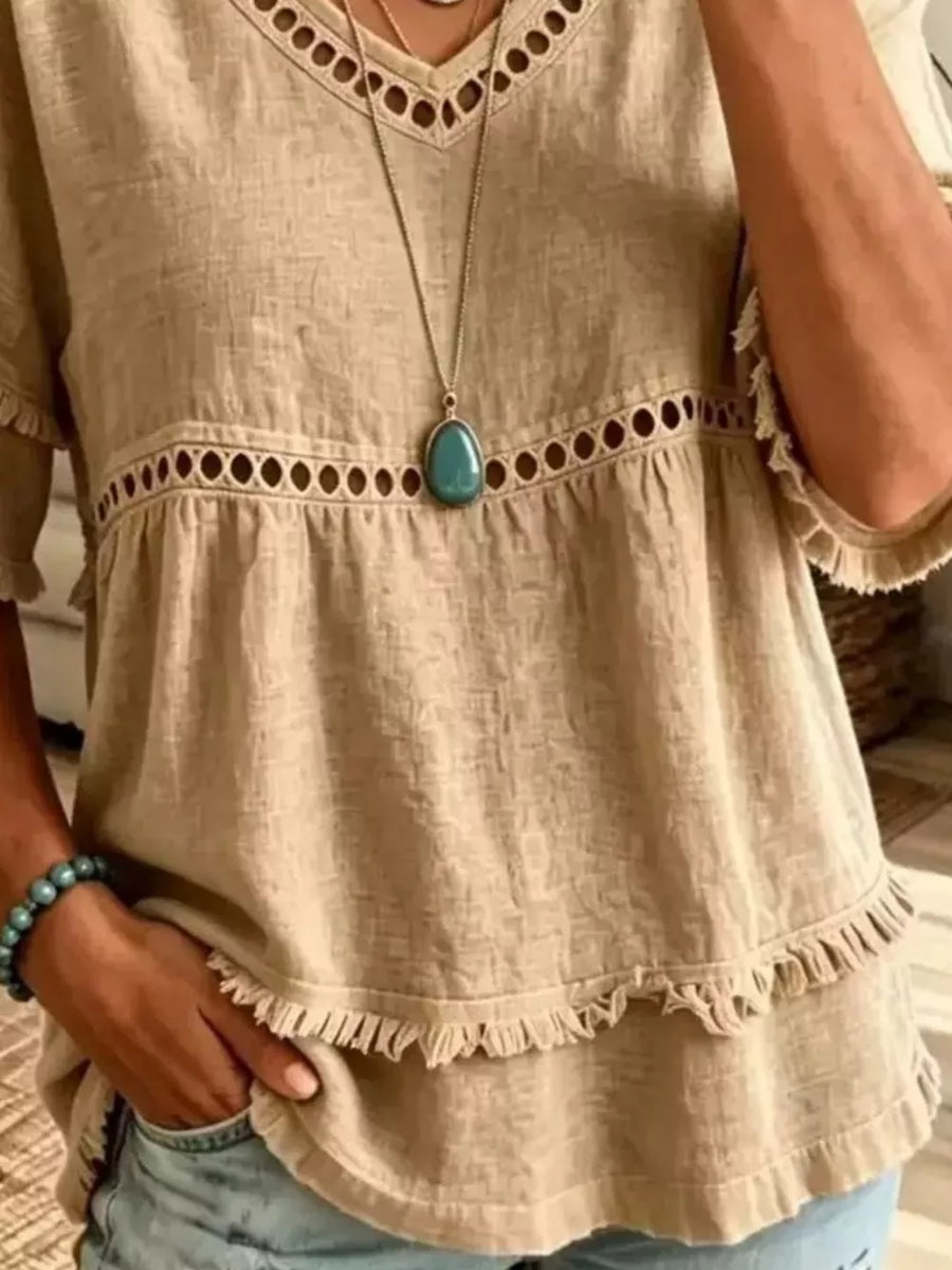 Lavender relaxed blouse with v-neck