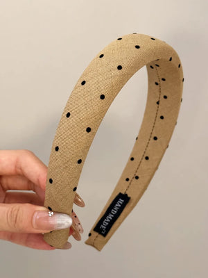 Camel polka dot padded headband with handmade label
