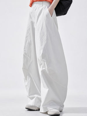 Cotton content is at least 95% wide-leg pants in White with wide-leg silhouette