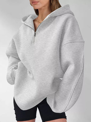 zip hoodie in Black with hooded and hip-length