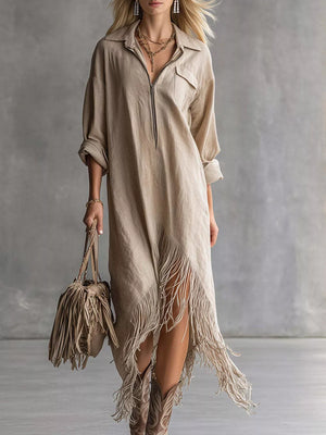 ivory relaxed shirt dress with collared