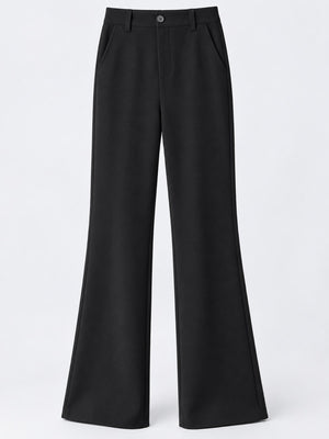High-Waisted Slim-Fit Straight-Leg Pants Plus Size in Black-Regular with high-waisted