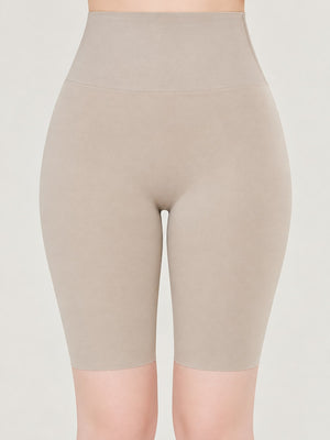 High-Waisted Seamless Compression Active Shorts in Milky Green with high-waisted