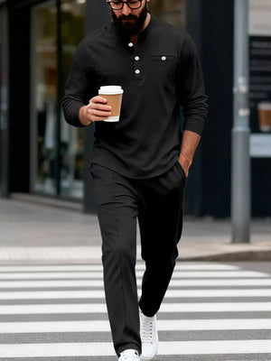 Black regular henley with henley