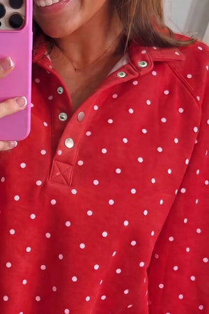 100% polyester Care instructions: Machine wash cold sweatshirt in Deep Red with relaxed silhouette