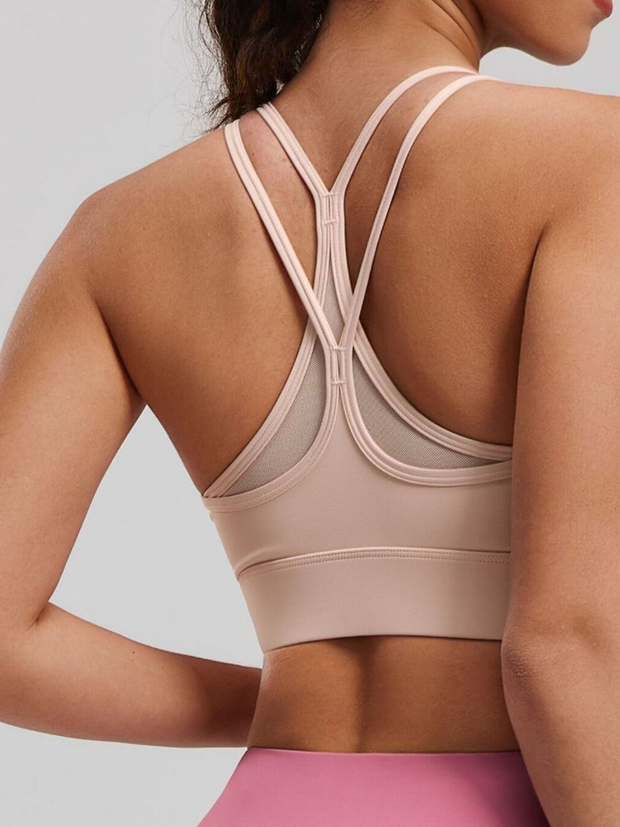 athleisure sports bra in Pastel Yellow with scoop neck