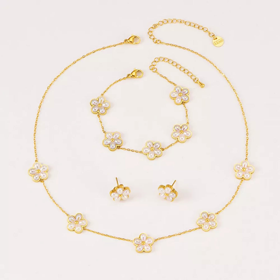 gold jewelry set with choker length and lobster clasp