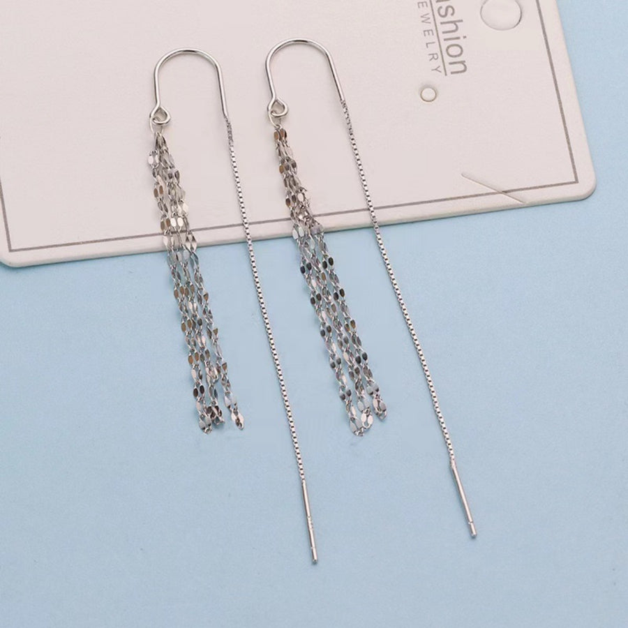 silver earrings with long and threader