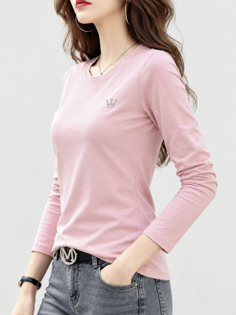 t-shirt in Dark Blue with crew neck and long sleeve