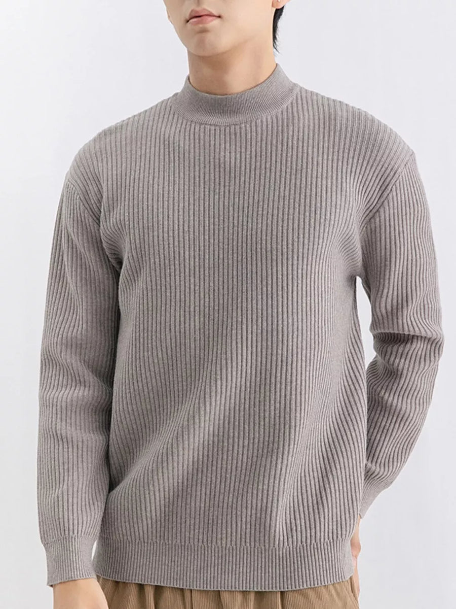 mock neck sweater in Apricot with ribbed and hip-length