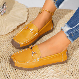 PU Leather,Rubber Imported Size & loafers in mustard yellow with loafer silhouette