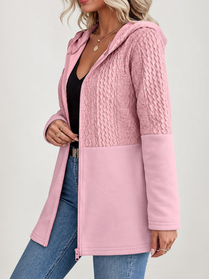 Polyester Care instructions: Hand wash cold zip hoodie in Pink with relaxed silhouette