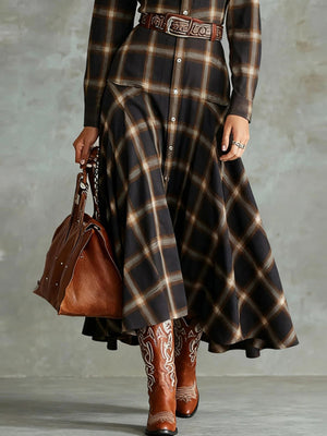 Black shirt dress with maxi and button-front