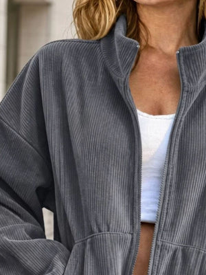 Royal Blue relaxed bomber jacket with collared