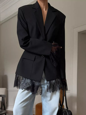 Brown fitted blazer with notch lapel
