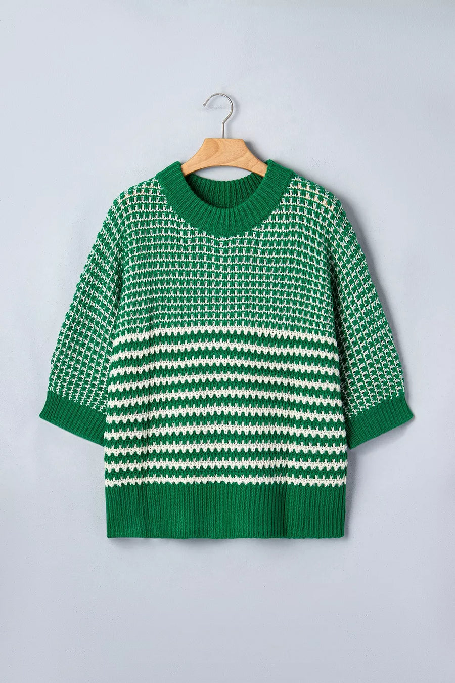 forest green pullover sweater with hip-length and pullover