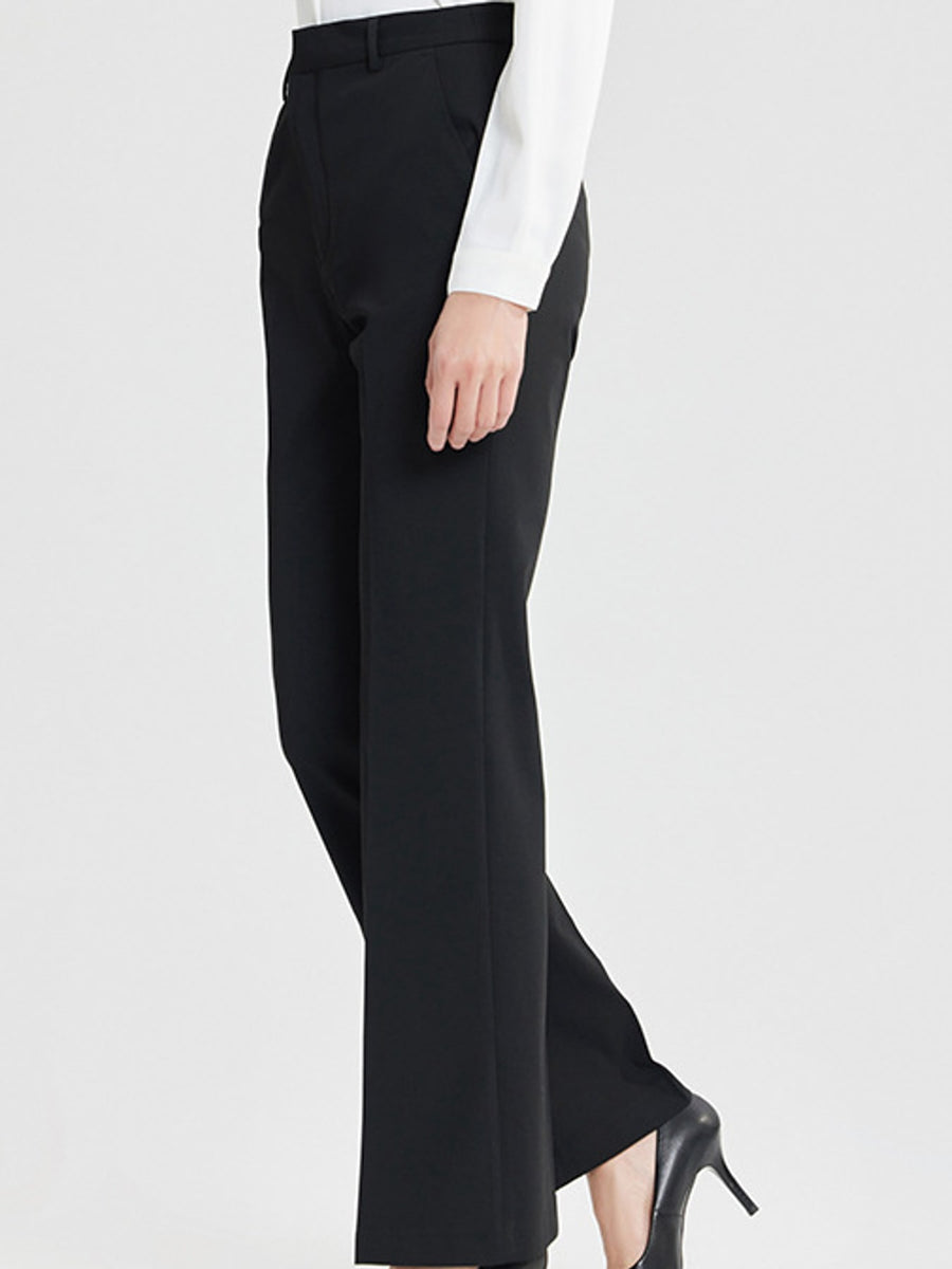 Polyester dress pants in Navy with slim silhouette