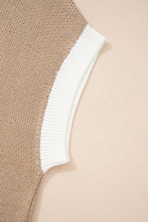Mocha relaxed pullover sweater with crew neck