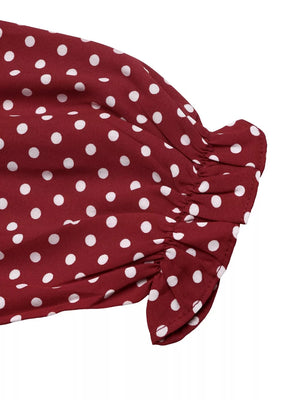 burgundy maxi dress with pullover and polka dot