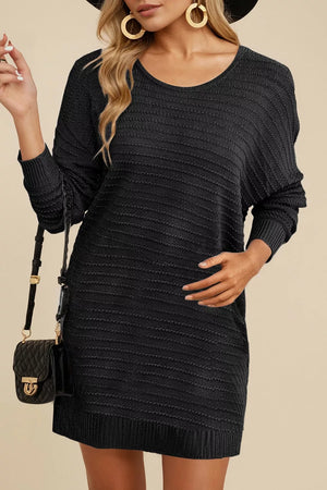 black sweater dress with mini and pullover