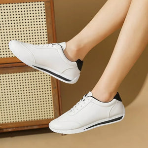 PU Leather, Rubber Imported Size & sneakers in white with regular silhouette