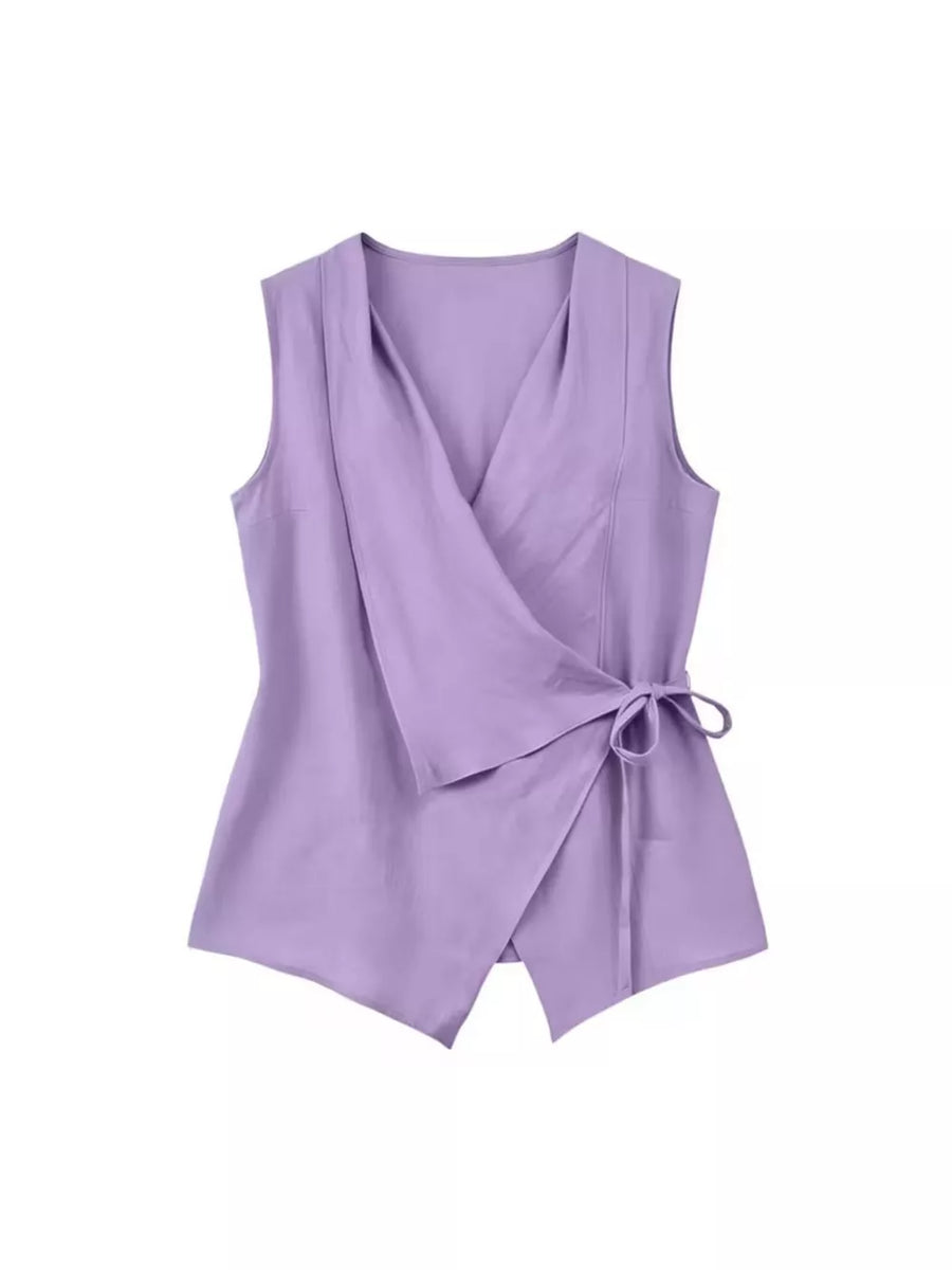 Tie Detail Sleeveless Top in Pink