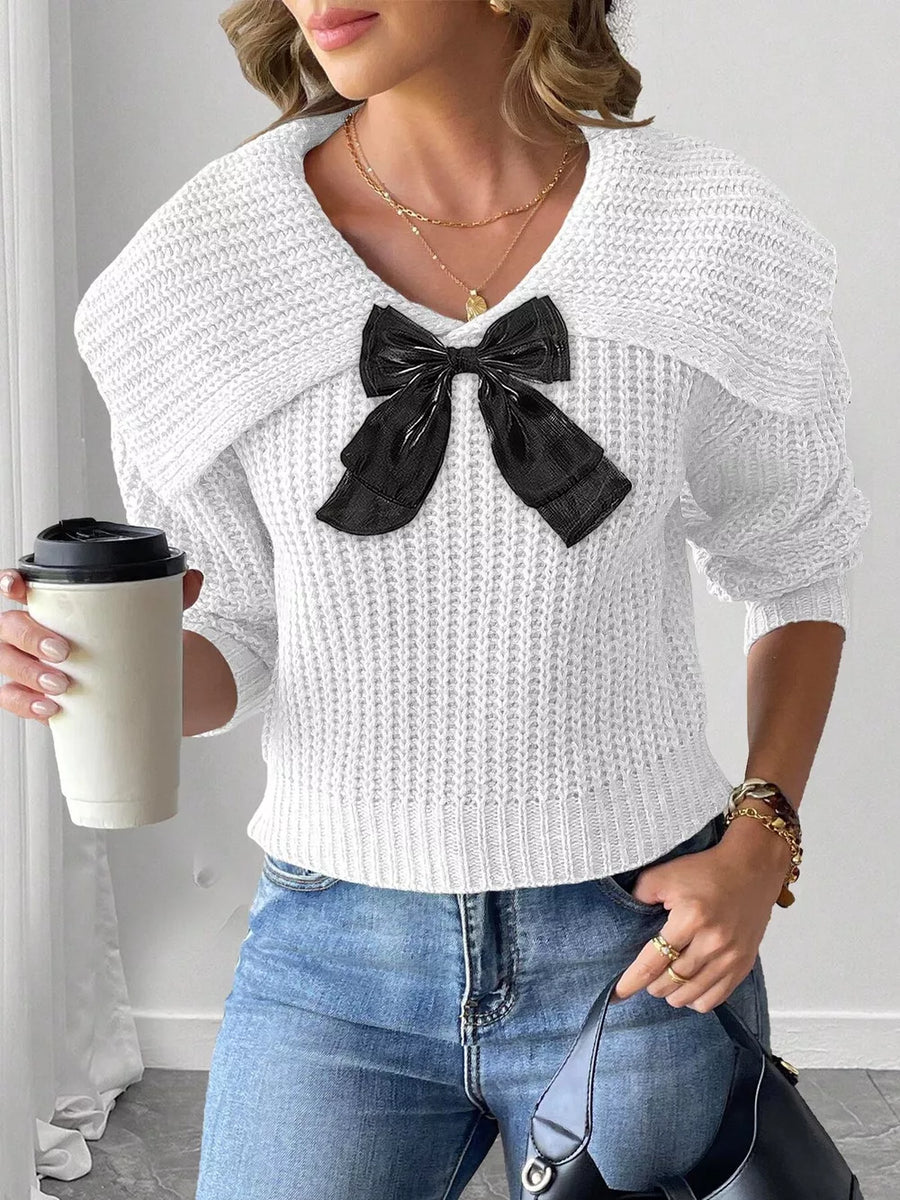 100% polyester Care instructions: Machine wash cold pullover sweater in White with regular silhouette