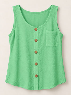 At least 95% polyester, with cupro tank top in Light Green with relaxed silhouette