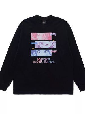 Black Crew-neck Graphic Top