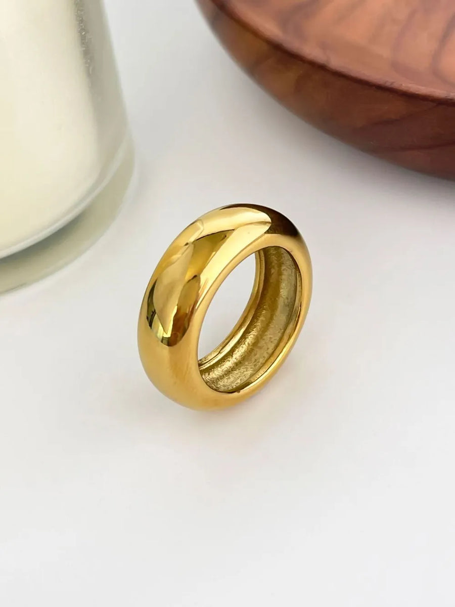 2-piece 18k Gold-plated Stainless Dome Band Rings in gold with 2-piece set