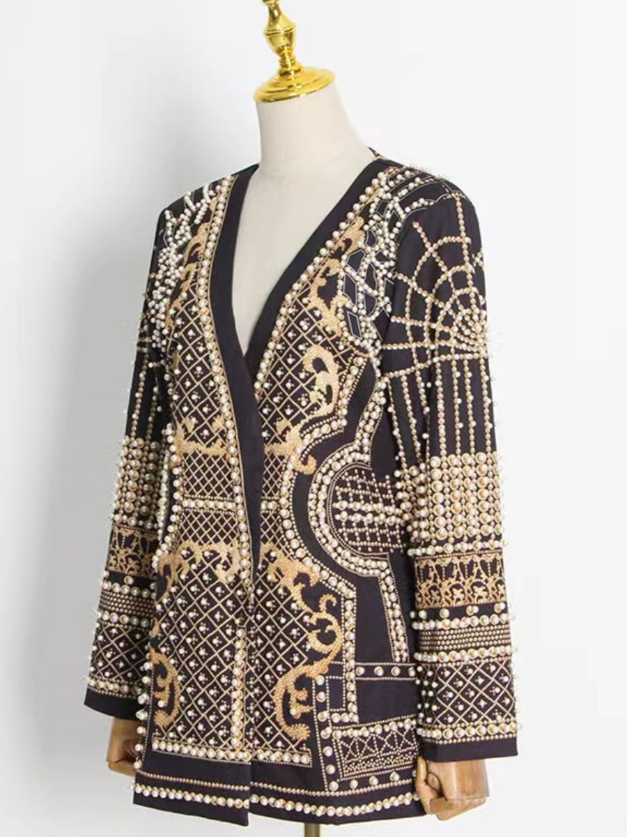 ivory fitted blazer with notch lapel
