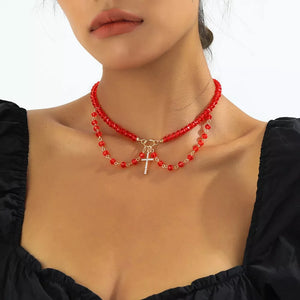 Resin,Zinc alloy,Zircon Care instructions: Avoid wearing during exercise, as swe necklace in Red with layered silhouette
