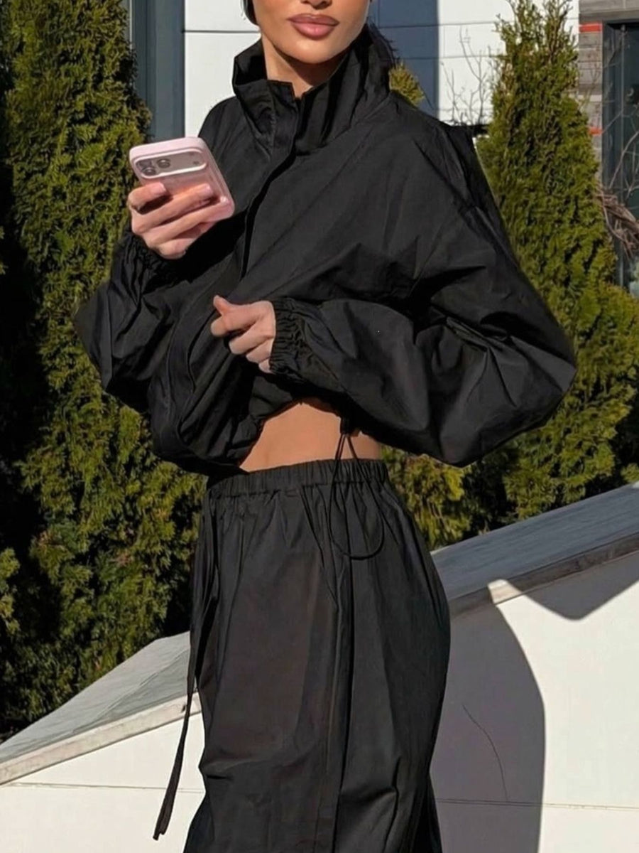 100% polyester Care instructions: Machine wash cold matching set in Brown with relaxed silhouette