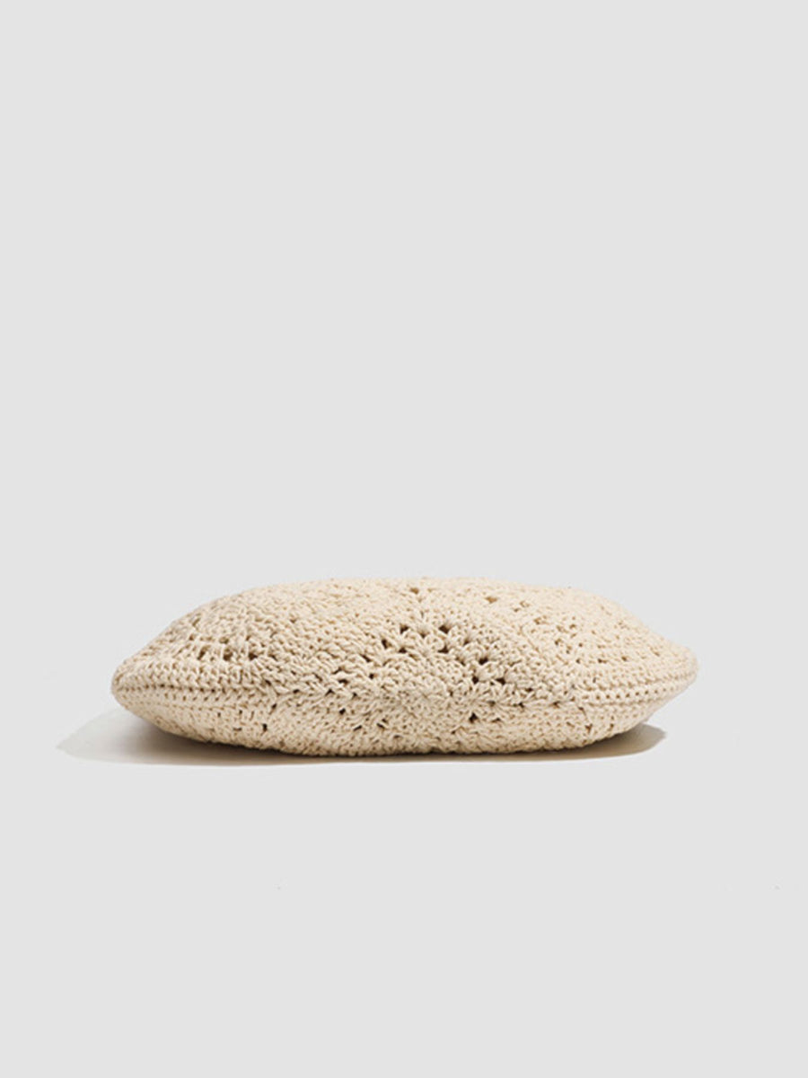 tote in cream with crochet and hollow-out