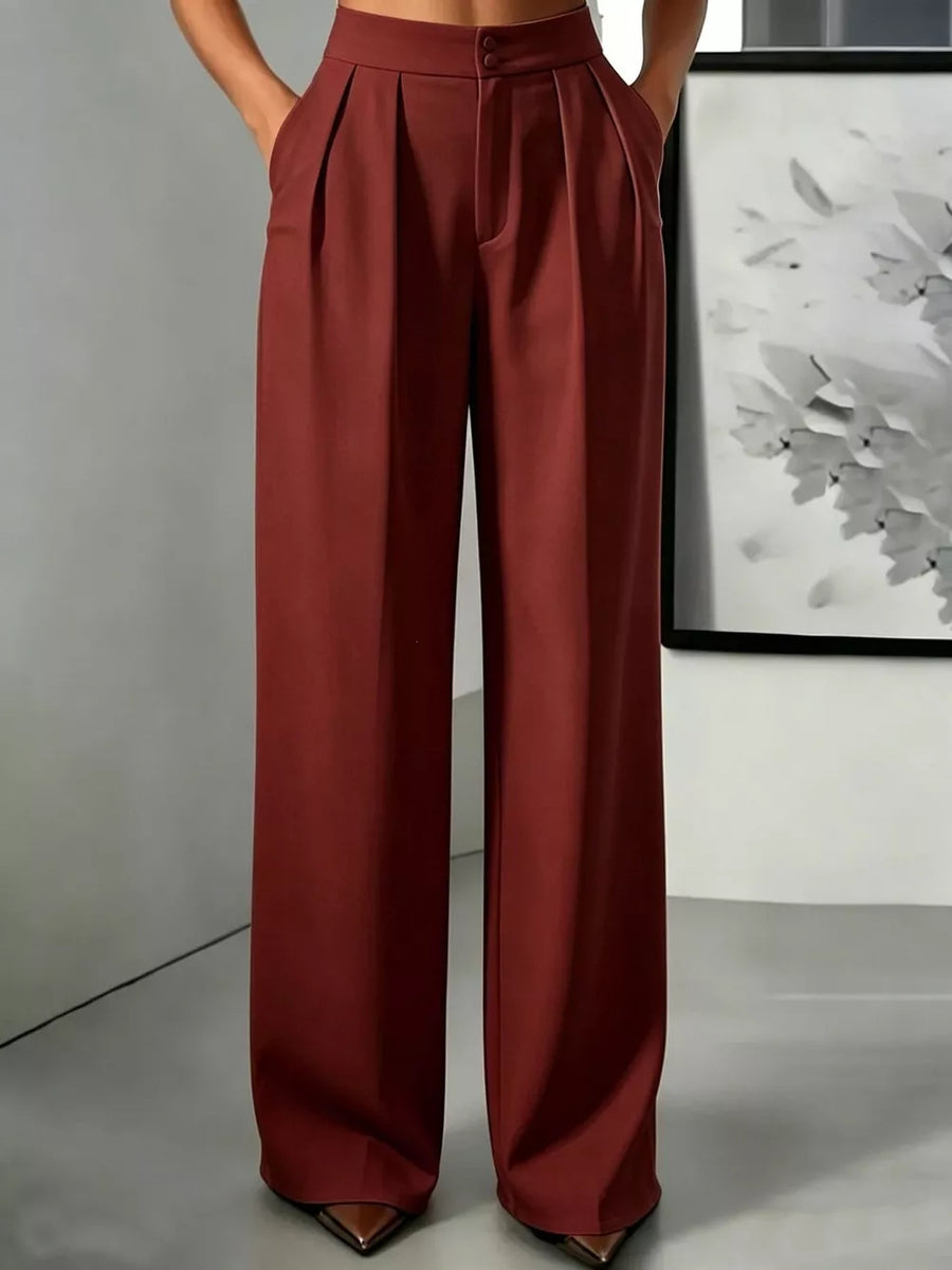 100% polyester Care instructions: Machine wash cold wide-leg pants in Brown with wide-leg silhouette