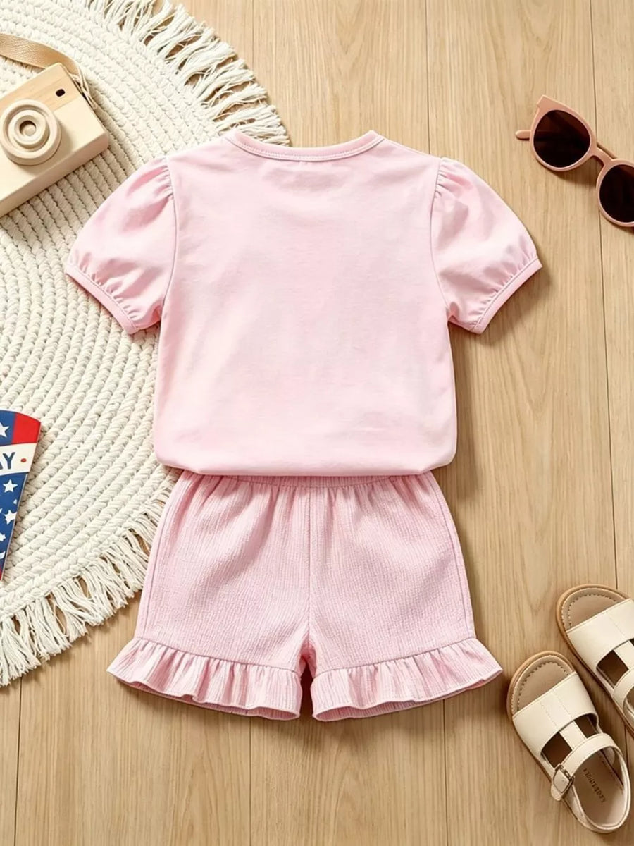 Children's Graphic Round Neck Tee And Shorts Set option 6