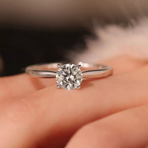 925 sterling silver,Moissanite Carat weight: 1CT Care instructions: Avoid wearin ring in clear with classic silhouette