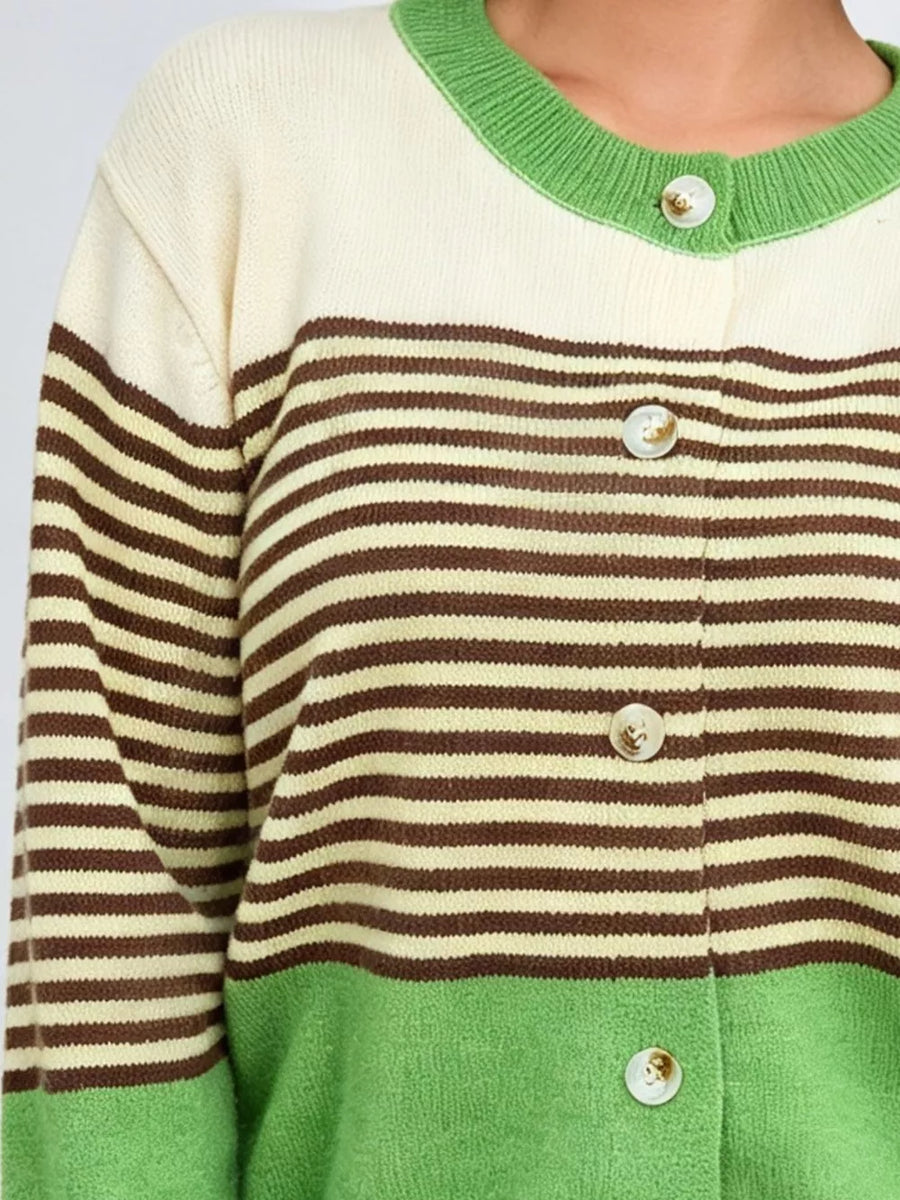 cardigan featuring color-block in orange with 100% polyester Care instructions: Machine wash cold texture
