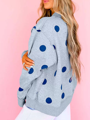 sweatshirt in black with polka dot and ribbed cuffs