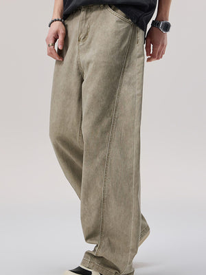 100% cotton Care instructions: Machine wash cold wide-leg pants in Khaki with loose silhouette