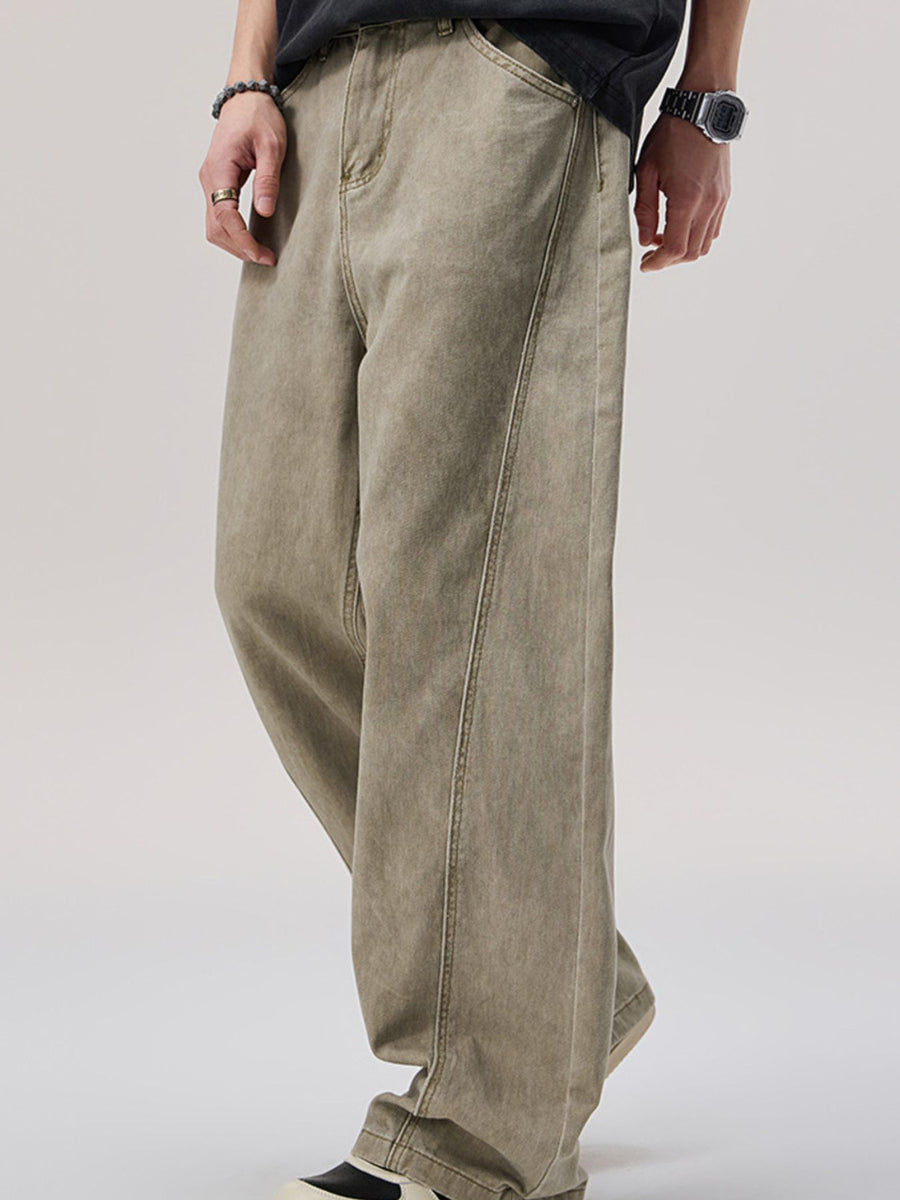 100% cotton Care instructions: Machine wash cold wide-leg pants in Khaki with loose silhouette