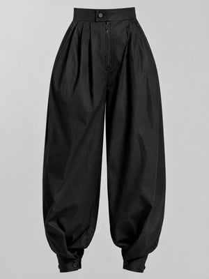 High-Waisted Balloon Leg Jeans Plus Size in Black with washed